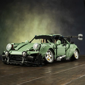 1:10 Зеленый Низкорасположенный HellaFlush Суперскоростная Модель спортивного гоночного автомобиля Строительные Блоки MOC Технический Набор Кирпичей Подарки Детские Игрушки