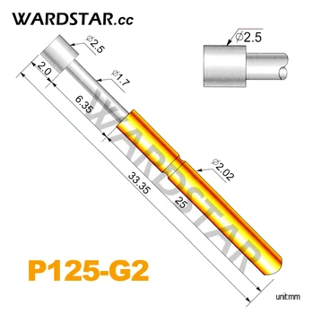 100шт Пружинные тестовые зонды P125-G2 диаметром 2,5 мм, длина штыря Pogo 33,35 мм (масса пружины хода: 180 г)