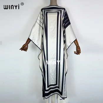 2021 WINYI Африканское платье в стиле бохо с принтом Матча, Богемное Свободное Элегантное Мусульманское Платье Abaya Bazin Robe, Платья Broder Riche