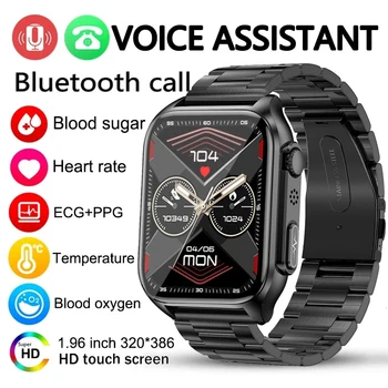 2023 Уровень сахара в крови, вызов Bluetooth, умные часы с 1,96-дюймовым экраном 320 * 386 HD, ЭКГ, умные часы, неинвазивный мониторинг уровня глюкозы в крови