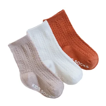 3 Пары/лот, детские носки в полоску, лето-весна, нескользящие носки для Новорожденных, хлопковые носки для девочек