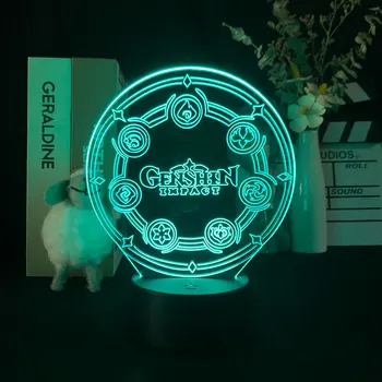 3D Лампа Ночник Игра Genshin Impact Аниме для декора спальни Светильник на День Рождения Красочный подарок Светодиодный ночник Манга Подарок для детей