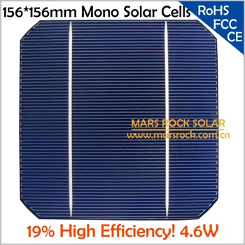 500шт Высокоэффективный Солнечный элемент Монокристаллический 156x156 мм с 2 шинами, 4,65 Вт 0,5 В, КПД 19%, Равномерный синий цвет, CE TUV