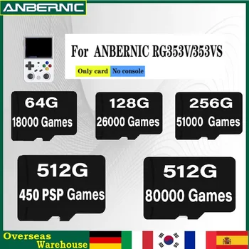 512G ANBERNIC RG353/VS PSP TF Карта с Предустановленными Играми для игровых карт Ретро Портативные игры с беспроводной ручкой HDMI HD 80000 Игр