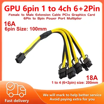6Pin-8Pin PCI express GPU 6pin Кабель PCIe Видеокарта 6pin от 1 до 4 Кабель-удлинитель для питания от розетки до розетки Y-образный разветвитель