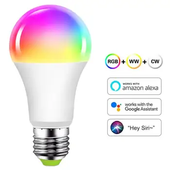 7 Вт WiFi Умная Лампочка LED RGB Лампа Работает с Alexa/Google Home 85-265 В RGB + Белый с Регулируемой Яркостью Функция таймера цветная лампа