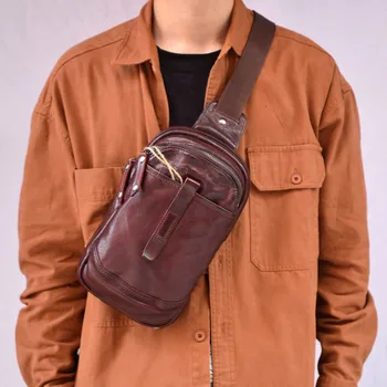 AETOO, мужская деловая сумка, Мужская поясная сумка, дорожная кожаная горизонтальная нагрудная сумка из воловьей кожи, сумка через плечо, сумка для поездок в пригороды, outdoor