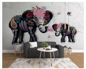 beibehang Classic современная индивидуальность шелковистые новые обои 3D стерео слон подходящие для спальни гостиной кабинета 3D обои