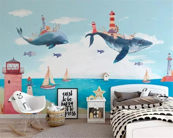 beibehang Обои нестандартного размера, скандинавская креативная акварель, средиземноморская детская комната для мальчиков и девочек, классические фоновые обои