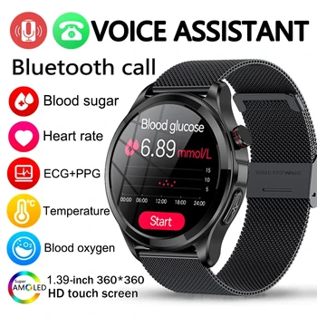 Bluetooth Вызов, мужские умные часы, уровень сахара в крови, ЭКГ + PPG, Автоматические инфракрасные Кислородные часы, Частота сердечных сокращений, артериальное давление, умные часы для здоровья