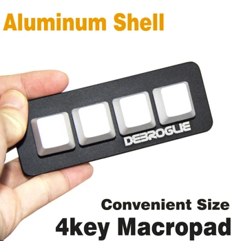 DEBROGLIE Macropad 4key, Новый металлический Алюминиевый сплав, Черный/Серебристый Разъем Micro USB, Копировальный носитель, программируемая клавиатура PS