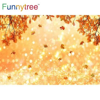 Funnytree Осенний Боке С Блестками, Кленовые листья, Осенний пейзаж, Украшение для детского душа, Студийный реквизит для фотосъемки, Фон
