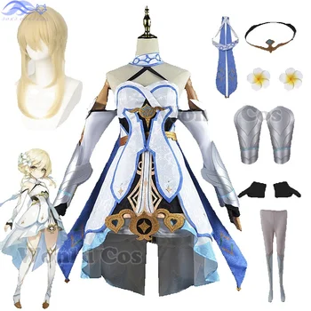 Genshin Impact Lumine Косплей Костюм Игровая одежда Платье Парик Полный комплект Нарядов Вечерние костюмы