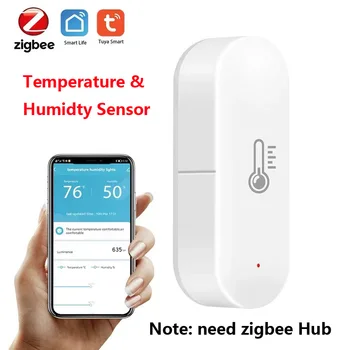 IHSENO 1-10 шт. Датчик температуры и влажности Tuya ZigBee, подключенный к дому термометр, работает с Smart Life Alexa Google Assistant