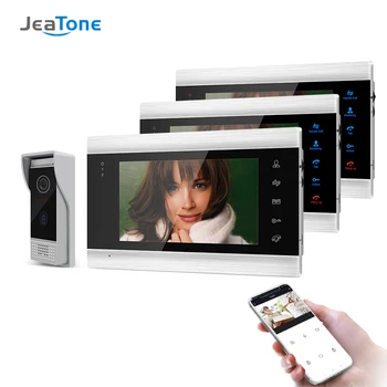 Jeatone 7-Дюймовый Беспроводной/WiFi Умный IP-видеодомофон с 3 мониторами ночного видения + камера для дверного звонка 720P