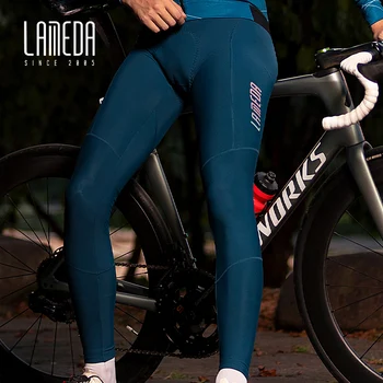 Lameda, зимние длинные брюки для велоспорта, Мужские флисовые длинные штаны с защитой от ветра до колена, с губчатой подкладкой, Теплые флисовые мужские спортивные брюки