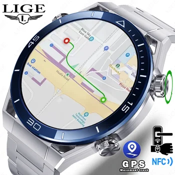 LIGE GPS Смарт-часы Мужские 454 *454 с Разрешением HD Голосовой Вызов NFC Часы Компас IP68 Водонепроницаемые Смарт-часы Для Huawei Горячая Распродажа