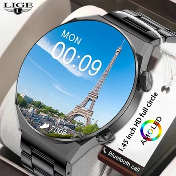 LIGE Бизнес 454*454 HD Экран Смарт-Часы Мужские NFC Беспроводное Зарядное Устройство Водонепроницаемые Умные Часы С Набором Номера Для Android IOS 2022