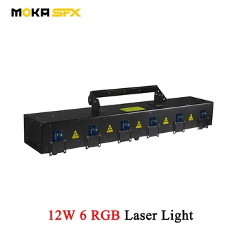 MOKA SFX 12 Вт RGB Лазерный Проектор 6 Светодиодных Эффектов Освещения Шоу DJ Световое Оборудование для Вечеринки KTV Club Disco Stage Сканер лазерного луча
