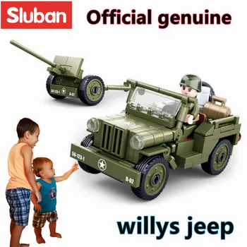 Sluban Строительный Блок Игрушки WW2 Army Willys Jeep 143 шт. Кирпичи B0853 Военное Строительство Совместимость С Ведущими брендами
