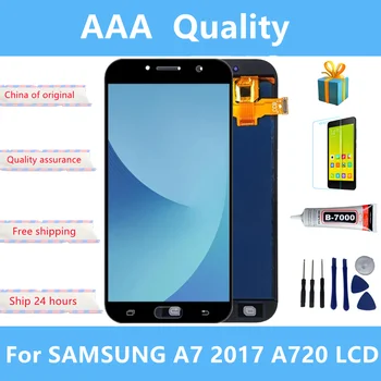 TFT A720 ЖК-дисплей Для Samsung Galaxy A7 2017 Дисплей с Сенсорным экраном, Дигитайзер В Сборе, Замена Samsung A720F A720M SM-A720F