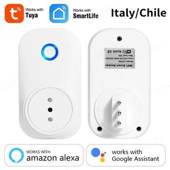 Tuya Умный Дом 16A Италия Чили Wifi Smart Plug Бытовая Техника Беспроводная Розетка Таймер Голосового Управления для Alexa Google