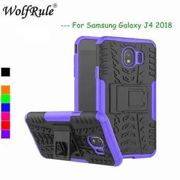 WolfRule Для чехлов Samsung Galaxy J4 2018 Чехол Двухслойная Броня Задняя крышка для Samsung Galaxy J4 2018 Чехол-подставка для телефона