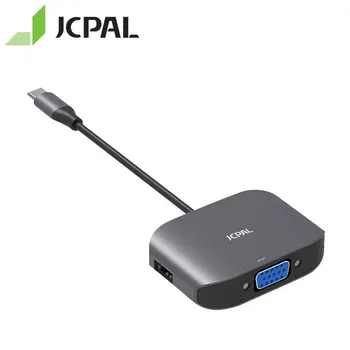 Адаптер JCPAL USB-C для VGA и 2 портов USB с 1 портом USB 3.0 и 1 портом USB 2.0 Разветвитель Type-C концентратор VGA 1920 * 1200