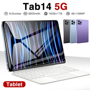 Глобальная версия Tab14 планшетный ПК с 8-дюймовым HD-дисплеем 1440 * 3200 Android 12 Оперативная память: 8/12/16 ГБ-Встроенная память: 256/512/11 ТБ с клавиатурой 10 Core