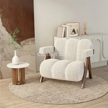 Диван Nordic Lounge, Кресла для гостиной, Бархатные Подлокотники, Современные Салонные кресла из Цельного Дерева, Уникальная Мебель для дома Lazy Relax Cadeira WKYZ