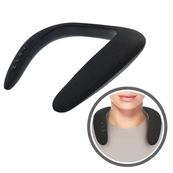 Динамики Bluetooth с шейным ремешком, музыкальный Беспроводной Носимый динамик, Стереозвук True 3D, Портативная подвеска на шею с микрофоном