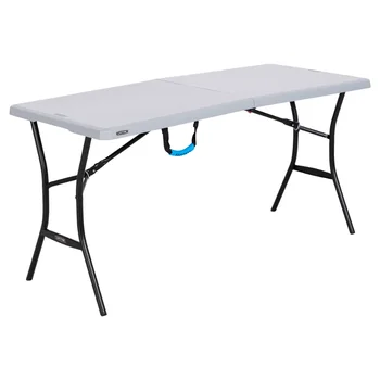 Долговечный 5-футовый складной стол, серый (80861) 60,30x25,50x29,00 дюймов, Уличный стол для кемпинга