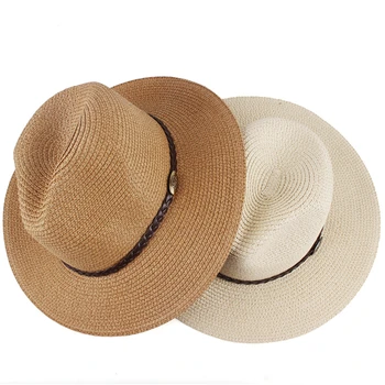Женские летние панамы, соломенная шляпа от Солнца с широкими полями, Пляжная шляпа Для мужчин, модные фетровые шляпы с защитой от ультрафиолета, Кепка для путешествий Унисекс
