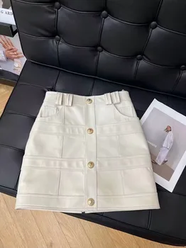 Женские мини-юбки с высокой талией 2023 Новая японская юбка из натуральной кожи Y2k для женщин Класса Люкс Высокого качества