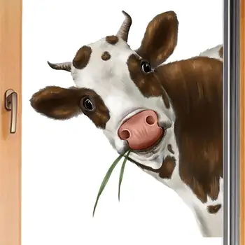 Забавная Наклейка На Окно Коровы Наклейки На стены Коровы Наклейки На Окно Коровы Выглядывающая Наклейка На Стену Коровы Ферма Милые Животные Окна Цепляется