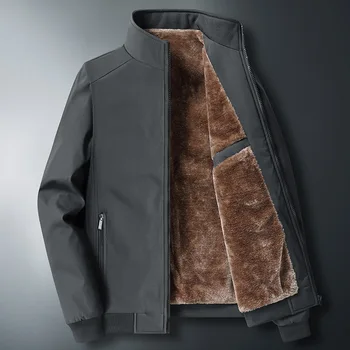 Зимняя мужская куртка, пальто на меховой подкладке, плюшевое утепленное теплое зимнее пальто, Свободная Новая деловая повседневная мужская одежда высокого качества