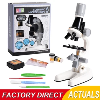 Зум-микроскоп Биологическая лаборатория LED 1200x Набор для научных экспериментов для школьников, образовательные научные игрушки, подарки для ребенка-ученого