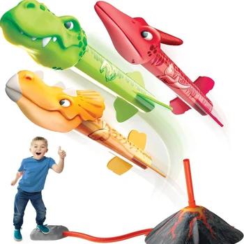 Игрушка для запуска ракетницы с динозавром для детей, игрушечная ракета, игры под давлением воздуха на открытом воздухе с 3 ракетами динозавров, подарки на день рождения, Рождественские подарки