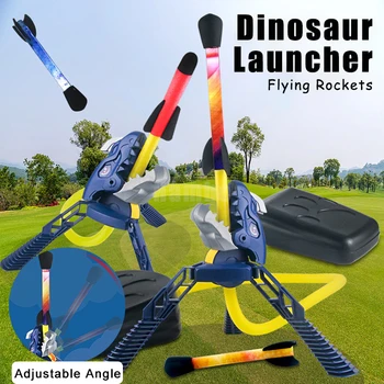 Игрушка-ракетница с воздушным топотом динозавра для детей, Летающие пенопластовые ракеты, Ножной насос для прыжков, интерактивная игра на открытом воздухе для детей