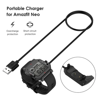 Кабель для быстрой зарядки через USB длиной 1 м, Портативное зарядное устройство для смарт-часов Huami Amazfit Neo, Аксессуары для смарт-часов, Черный