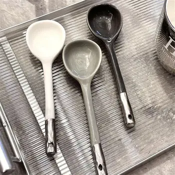 Керамическая суповая ложка, Креативная ложка с длинной ручкой, Кухонная утварь, Термостойкая Кухонная утварь