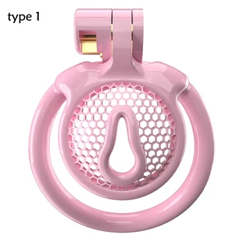 Клетка Целомудрия из Розовой Смолы с 5 Кольцами Маленький Подарок для Влюбленного CC535 Type1