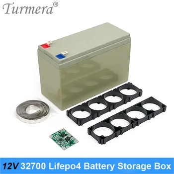 Коробка для хранения батареек Turmera 12V 32700 Lifepo4 4S 20A BMS Никель с Держателем для Бесперебойного питания или использования на мотоцикле 12V