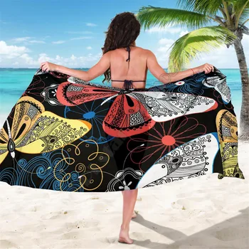 Красочный Саронг с 3D принтом в виде бабочки, летнее пляжное полотенце для отдыха на морском курорте в повседневном богемном стиле
