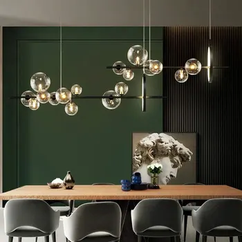 Круглый Обеденный стол из Скандинавского Стекла G9, Потолочный подвесной светильник для гостиной, Декор в помещении ресторана, Подвесной светильник