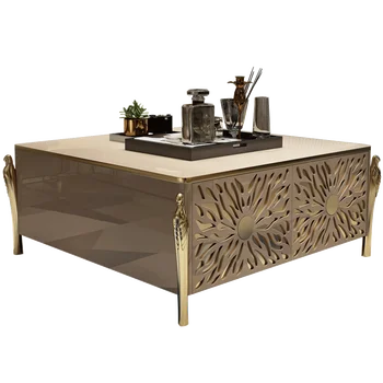 Легкий роскошный журнальный столик из постмодернистской нержавеющей стали, минималистичный ТВ-шкаф, комбинированная мраморная мебель для гостиной, длинная площадь