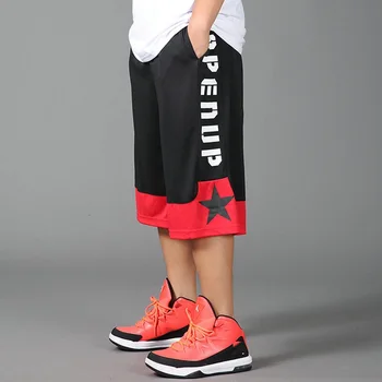 летние мужские спортивные баскетбольные шорты с дышащими отверстиями, большие размеры 6XL 7XL, лоскутные шорты с буквами, тонкие шорты для фитнеса, геометрия красного цвета