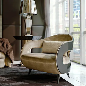 Мебель для спальни Итальянский роскошный кожаный диван, кресло для отдыха, современный простой одноместный стул