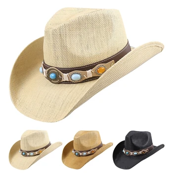 Мужская и женская ковбойская шляпа в западном стиле с широкими полями, летняя пляжная кепка с солнцезащитным козырьком, подарок
