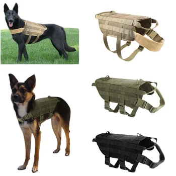 Нейлоновый тактический жилет для гончей, Регулируемая Шлейка для собак K9 для тренировочной патрульной службы, Поводок опционально для маленьких Средних и крупных собак-овчарок